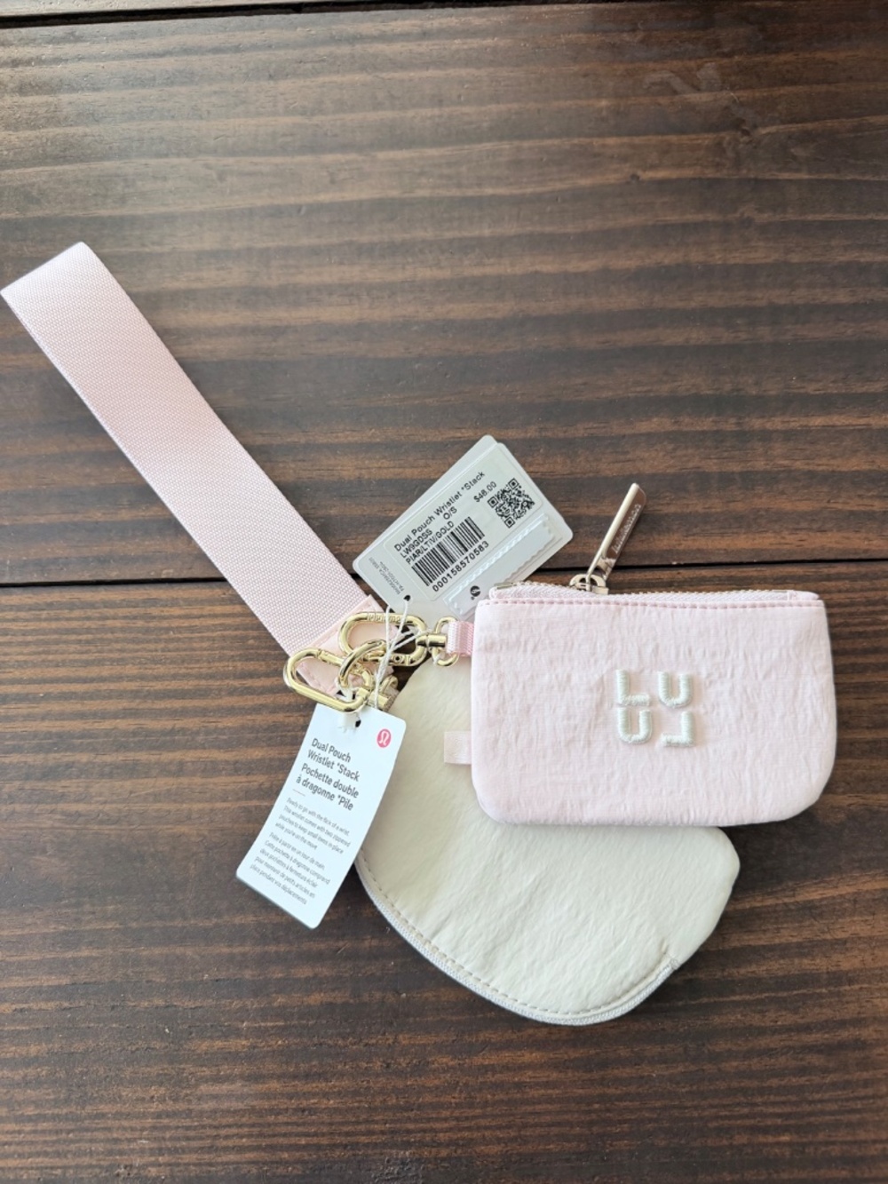 🍋 Lululemon Dual Pouch Wristlet *Stack- Color IVYG/LTIV/GOLD - NWT - Picture 3 of 3